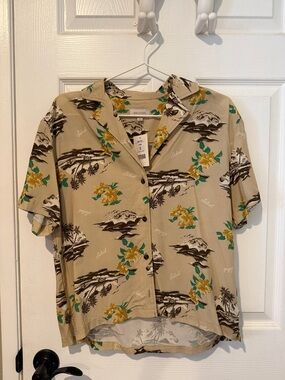 Brixton Beige Floral Camp Collar Button-Up